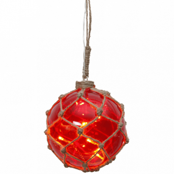 LED dekorācija Stikla bumba NOAH, sarkana, silti balta gaisma, 13cm, 8LED, IP20