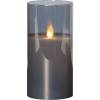 LED Vaska svece glāzē M-TWINKLE dūmakaina, ar liesmas efektu, 15cm, IP20, 2xAA, ar taimeri