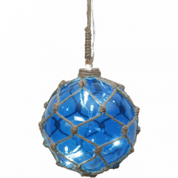 LED dekorācija Stikla bumba NOAH, zila, silti balta gaisma, 13cm, 8LED, IP20