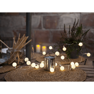 LED Virtene Mini Glow matētas, silti baltas, 3m, 20LED, IP20, 3xAA, Ar taimeri