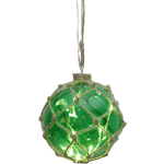 LED dekorācija Stikla bumba NOAH, zaļa, silti balta gaisma, 13cm, 8LED, IP20