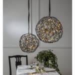 LED āra dekors Trassel by Charlotte Falck, warm white, 37,5cm, 100LED, IP44, melns