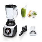 Blenderis ar stikla krūzi un piederumiem Bosch SilentMixx 800W MMB64G6M, 2.3l, melns