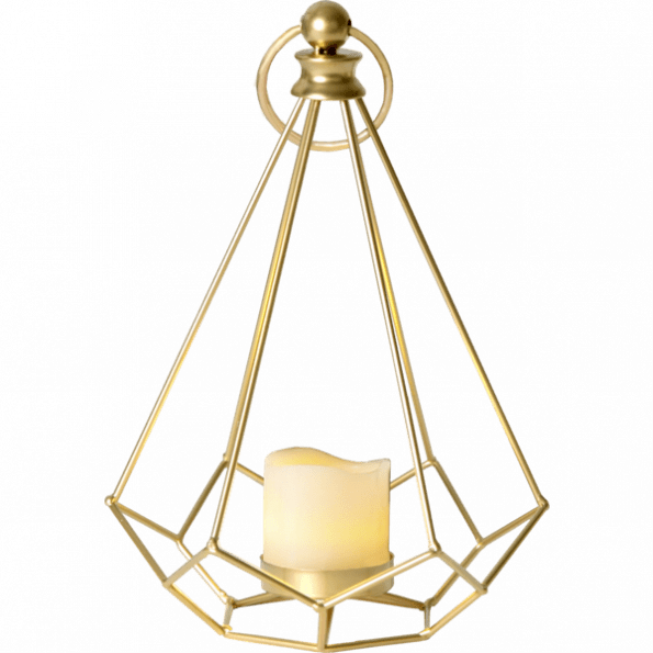 Laterna ar LED sveci EDGE, misiņa, 24cm, IP20, 2xCR2032, ar taimeri