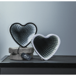 LED galda dekorācija Heart, spogulis ar 3D efektu, melns, 25cm, 41LED, IP20, 3xAA