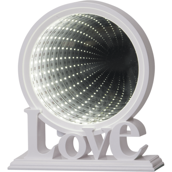LED galda dekorācija Love, spogulis ar 3D efektu, 20,5cm, 26LED, IP20, 3xAA