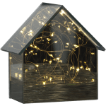 LED dekors Star Trading Mirror House, WW, 14,5cm, 15LED, IP20, 3xAA, ar taimeri