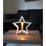 Galda lampa dekoratīva, ar slēdzi, koka zvaigzne balta, E14, IP20, Max 25w