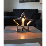 Galda lampa dekoratīva, ar slēdzi, koka zvaigzne, E14, IP20, Max 25w