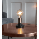 Galda lampa dekoratīva, ar slēdzi, melna/vara, E27, IP20, Max 40w DUO