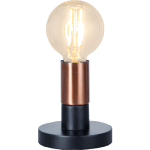 Galda lampa dekoratīva, ar slēdzi, melna/vara, E27, IP20, Max 40w DUO