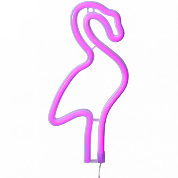 LED Neona dekors piekarams Flamingo, 28,5cm, 98LED Ropelight Neon, IP20, 3XAA, ar taimeri