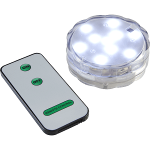 LED svece ūdensizturīga Star Trading Water Candle Puck, ar pulti, 7cm, IP65, 4xAAA, WW