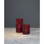 LED Vaska svece ar mežģīnēm CLARY, bordo sarkana, 15cm, IP20, 2xAA, ar taimeri