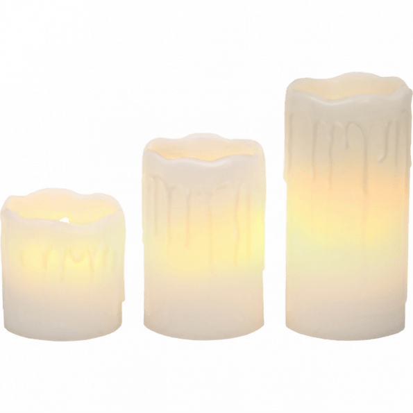 LED Vaska sveču komplekts 3gb. DRIP, ar nopilējuma efektu, 5, 7, 10cm, IP20, 1xCR2032