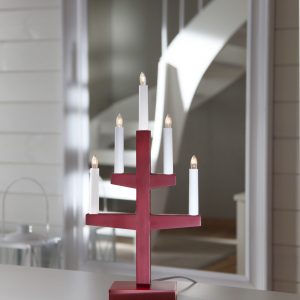 LED dekoratīvais svečturis Star Trading TRAPP 54cm, 7LED, IP20, sarkans