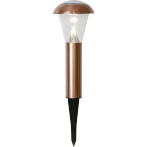 LED dārza gaismeklis ar saules baterijām Star Trading Napoli vara 36cm, 14lm, IP44