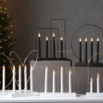 LED dekoratīvais svečturis Star Trading GLOSSY 35cm, 4LED, IP20, balts