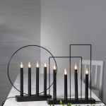 LED dekoratīvais svečturis Star Trading GLOSSY 35cm, 4LED, IP20, melns