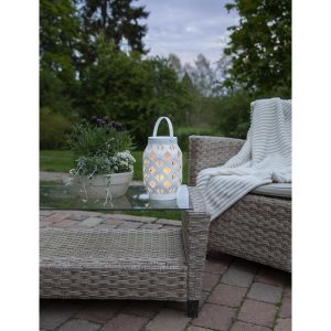 LED laterna ar liesmas efektu Star Trading Flame, balta, 23cm, 5LED, IP44, 3xAAA, ar taimeri