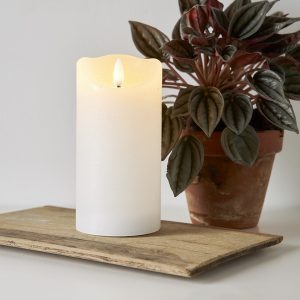 LED Vaska svece Star Trading Flamme Rustic, balta, 15cm, IP20, 2xAA, ar taimeri