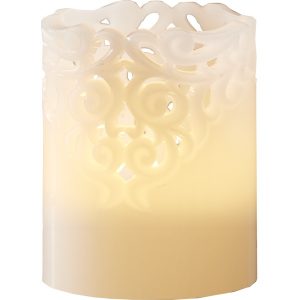 LED Vaska svece Star Trading Clary, balta, 10cm, IP20, 2xAA, ar taimeri