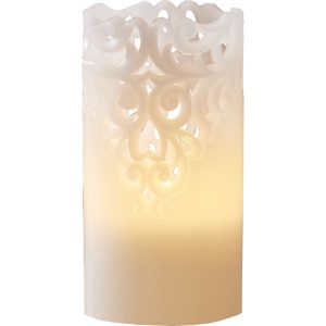 LED Vaska svece Star Trading Clary, balta, 15cm, IP20, 2xAA, ar taimeri