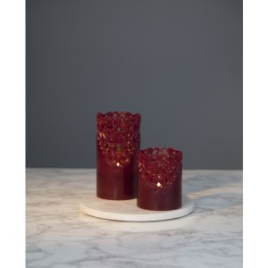LED Vaska svece Star Trading Clary, sarkana, 15cm, IP20, 2xAA, ar taimeri