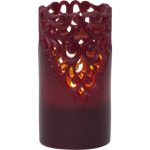LED Vaska svece Star Trading Clary, sarkana, 15cm, IP20, 2xAA, ar taimeri