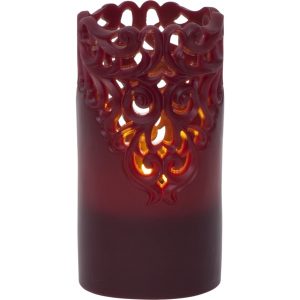 LED Vaska svece Star Trading Clary, sarkana, 15cm, IP20, 2xAA, ar taimeri