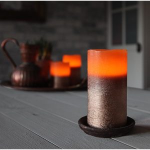 LED Vaska svece Star Trading Cooper, brūna, 15cm, IP20, 3xAAA, ar taimeri