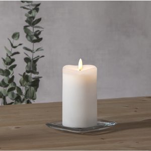 LED Vaska svece Star Trading Flamme, balta, 14cm, IP20, 3xAAA, ar taimeri