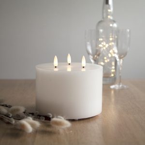 LED Vaska svece Star Trading Flamme, balta, 13x15cm, IP20, 2xAA, ar taimeri