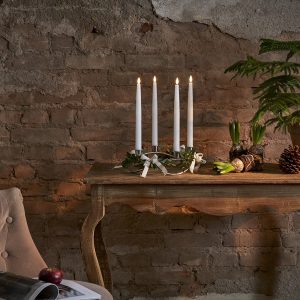 LED Vaska sveces ar pulti 4gb. Star Trading Flamme, baltas, 28,50cm, IP20, 9xCR2032, ar taimeri