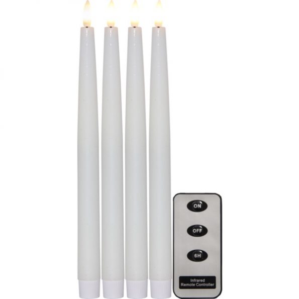 LED Vaska sveces ar pulti 4gb. Star Trading Flamme, baltas, 28,50cm, IP20, 9xCR2032, ar taimeri