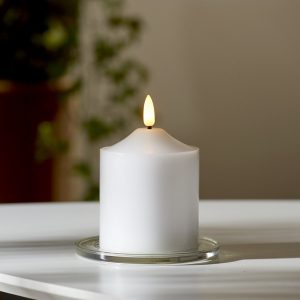 LED Vaska svece Star Trading Flamme, balta, 12cm, IP20, 2xAA, ar taimeri