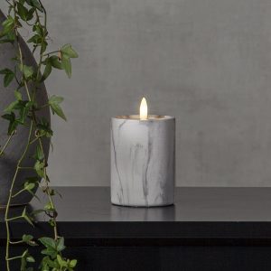 LED Vaska svece Star Trading Flamme Marble, pelēka, 12,50cm, IP20, 2xAAA, ar taimeri