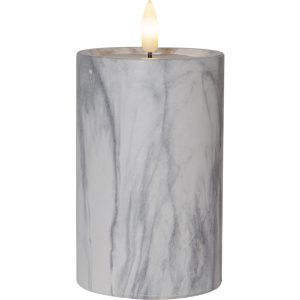 LED Vaska svece Star Trading Flamme Marble, pelēka, 15cm, IP20, 2xAAA, ar taimeri
