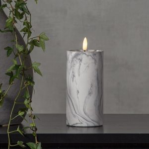 LED Vaska svece Star Trading Flamme Marble, pelēka, 17,50cm, IP20, 2xAAA, ar taimeri