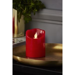 LED Vaska svece Star Trading M-Twinkle, sarkana, 10cm, IP20, 2xAA, ar taimeri