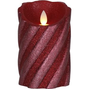 LED Vaska svece Star Trading Glim, sarkana, 13cm, IP20, 2xAA, ar taimeri