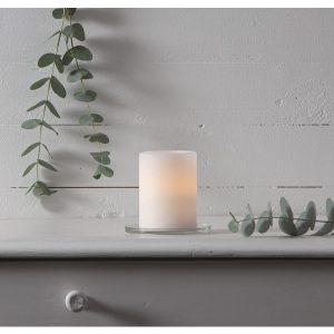 LED Vaska svece Star Trading Sharp, balta, 10cm, IP20, 3xAAA, ar taimeri