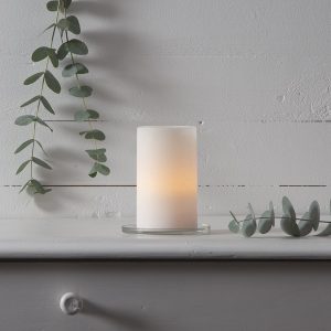 LED Vaska svece Star Trading Sharp, balta, 12.50cm, IP20, 3xAAA, ar taimeri