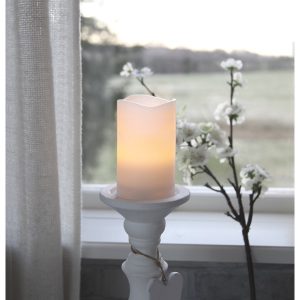LED Vaska svece Star Trading May, balta, 12.50cm, IP20, 3xAAA, ar taimeri