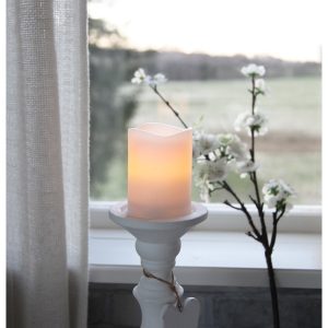 LED Vaska svece Star Trading May, balta, 10cm, IP20, 3xAAA, ar taimeri