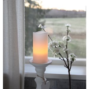 LED Vaska svece Star Trading May, balta, 15cm, IP20, 3xAAA, ar taimeri