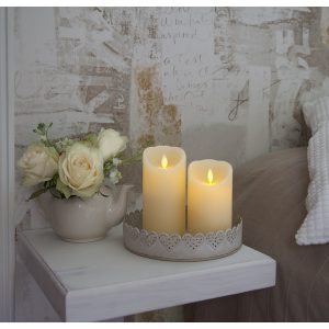 LED Vaska svece Star Trading Twinkle, balta, 15cm, IP20, 2xAA, ar taimeri