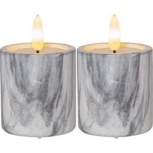 LED Sveces 2gb. Star Trading Marble Flamme 5,5x9cm, IP20, 2x2032, ar taimeri, Marmora