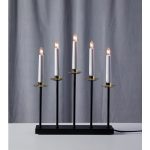 LED dekoratīvais svečturis Star Trading Greta E10, 37cm, 5LED, IP20, melns