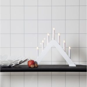 LED dekoratīvais svečturis Star Trading Jarve E10, 36cm, 7LED, IP20, balts